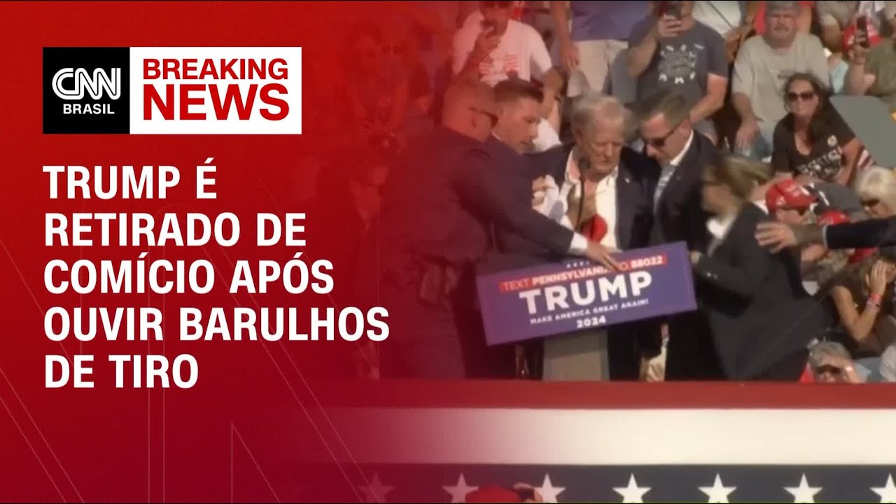 Breaking News: Trump é retirado de comício após supostos disparos de arma de fogo